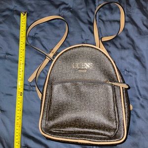 Guess Brown and Tan Backpack with Matching Wallet